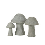 Set de 3 figurines champignon J-Line en ciment, présentation sur table