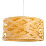 La lampe pendentielle "Finja" en plastique / holzimitation de couleur naturelle, avec version E27 et un Øvon 40 cm, éclairage pour le salon, la salle à manger ou le couloir.