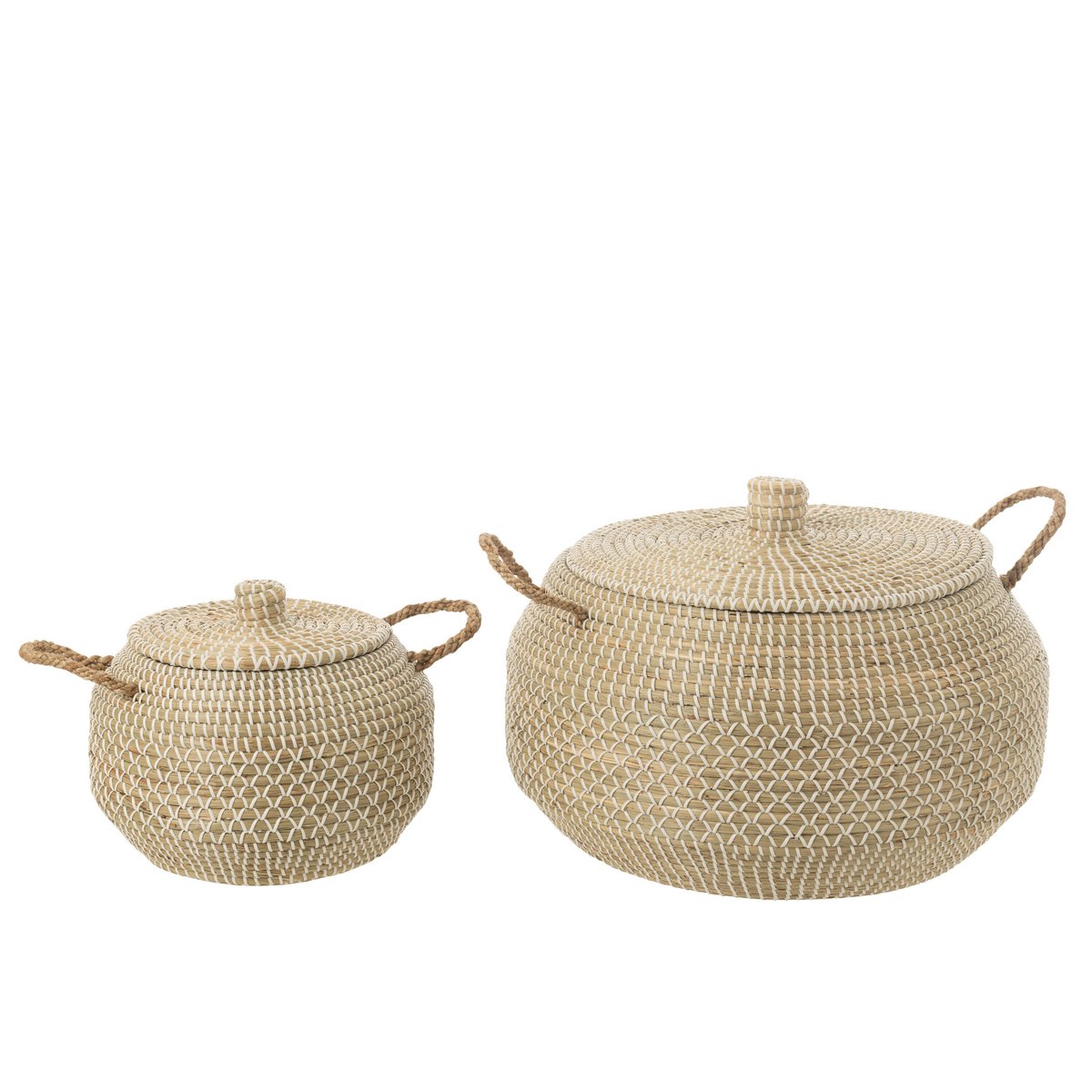 Couvercle en jonc de mer avec poignées J-Line, design raffiné pour décoration intérieure