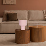 Lampe de table "duveteuse" avec des lames de texte et du pied en rose, E27, env. 31 cm de haut