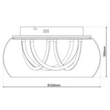 Plafond LED "Malou" Ø 45 cm, 23,5 cm de haut, en métal, verre fumé, LED intégrée, blanc chaud