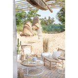 Vue latérale de la table basse J-Line en métal et épicéa
