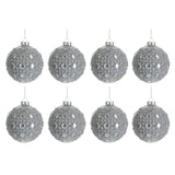 Boîte de 8 boules de Noël rondes en verre gris antique - J-Line