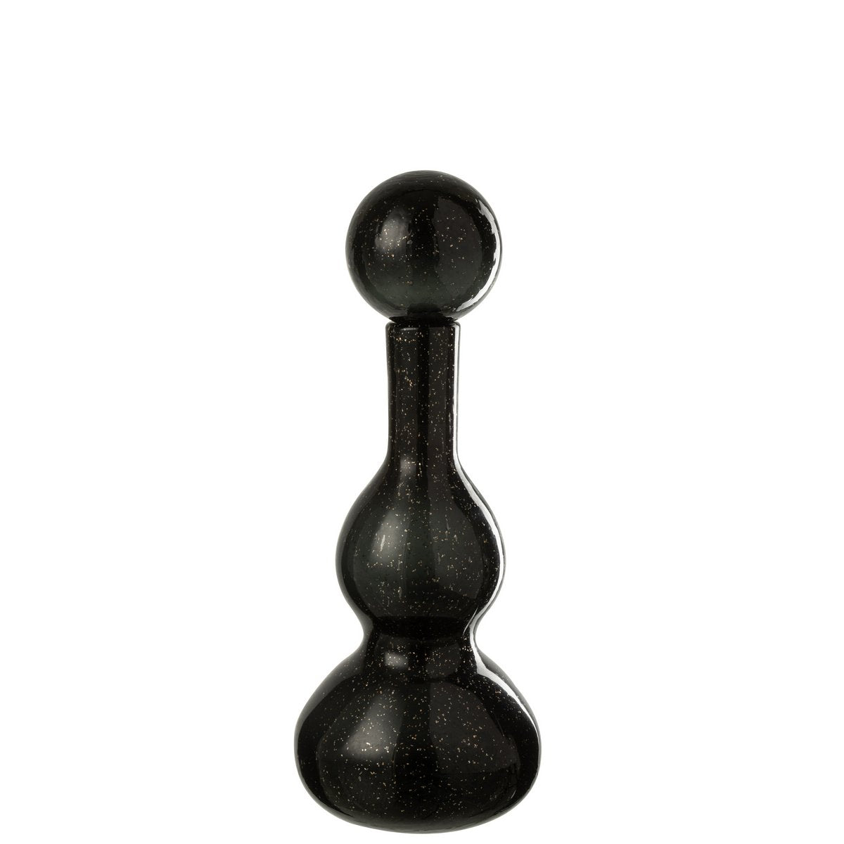 Détail de la bouteille Carol J-Line, verre noir, décoratif et raffiné