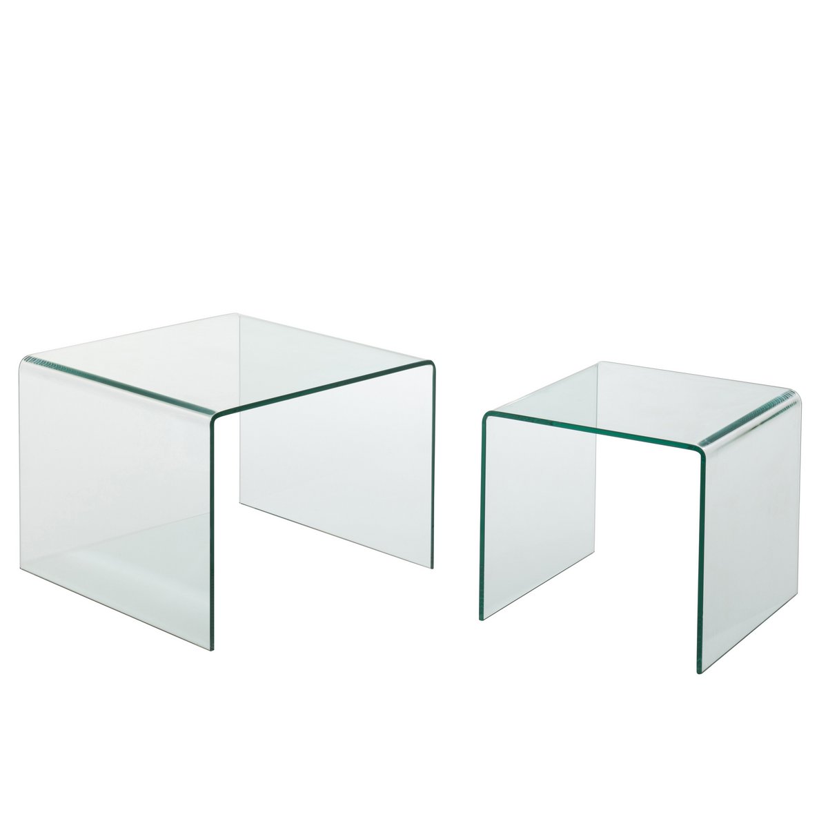 Lot de 2 tables d'appoint J-Line en verre, mise en scène dans un salon