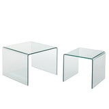 Lot de 2 tables d'appoint J-Line en verre, mise en scène dans un salon