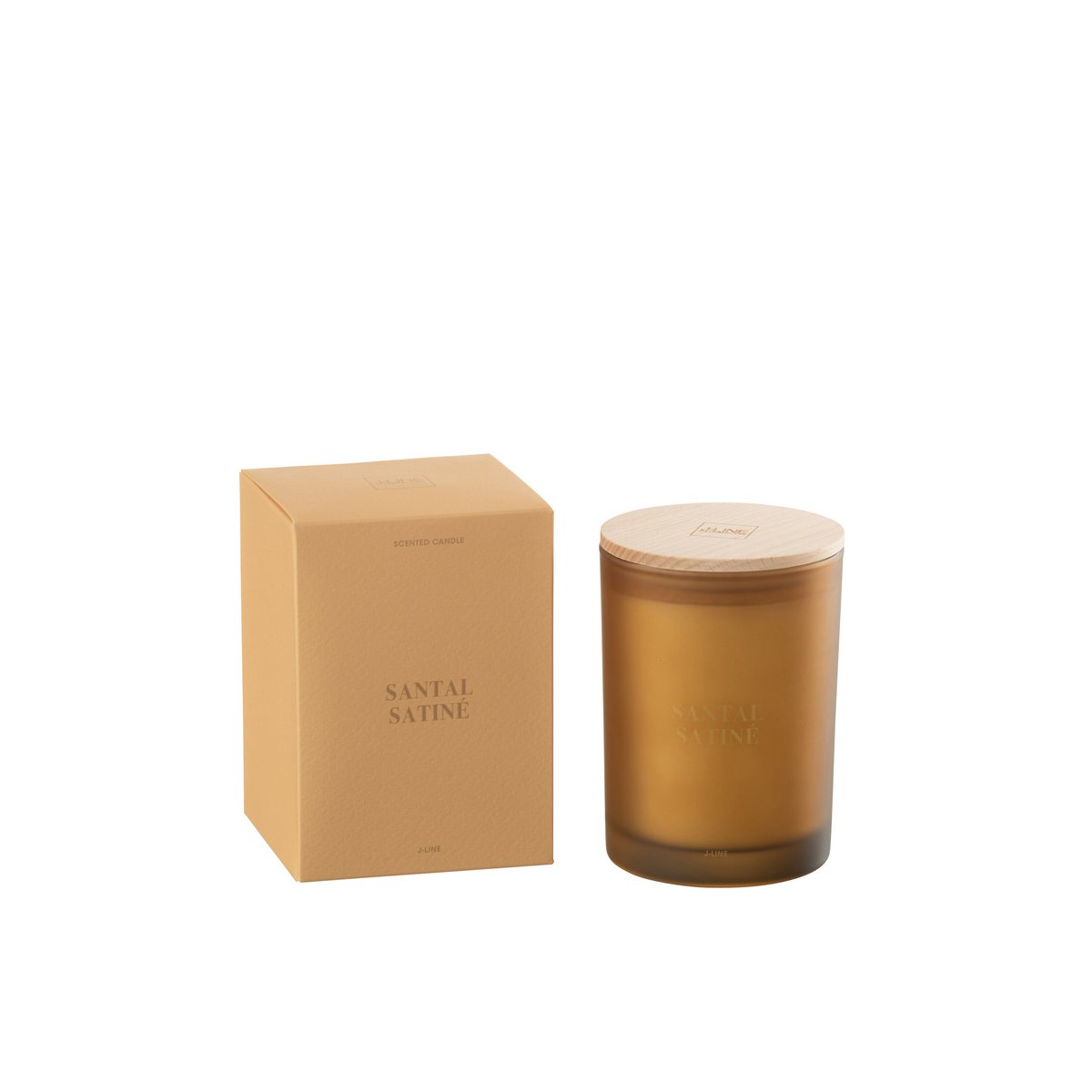 Bougie parfumée J-Line Santal Satiné avec étiquette jaune