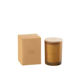 Bougie parfumée J-Line Santal Satiné avec étiquette jaune