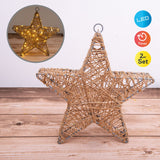 2 décoration de Noël à LED "Star en métal" Ø 25 cm-christmas décorations en métal et textile de nature, avec des LED fermement intégrés