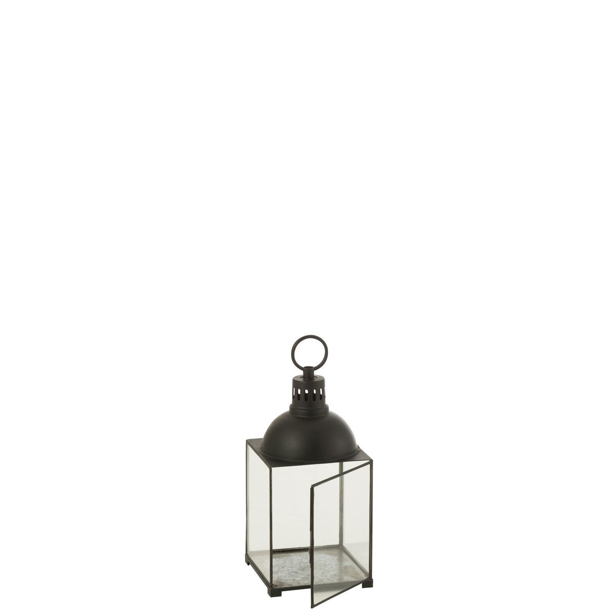 Lanterne J-Line Hagrid en verre et métal noir, vue de face