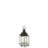 Lanterne J-Line Hagrid en verre et métal noir, vue de face