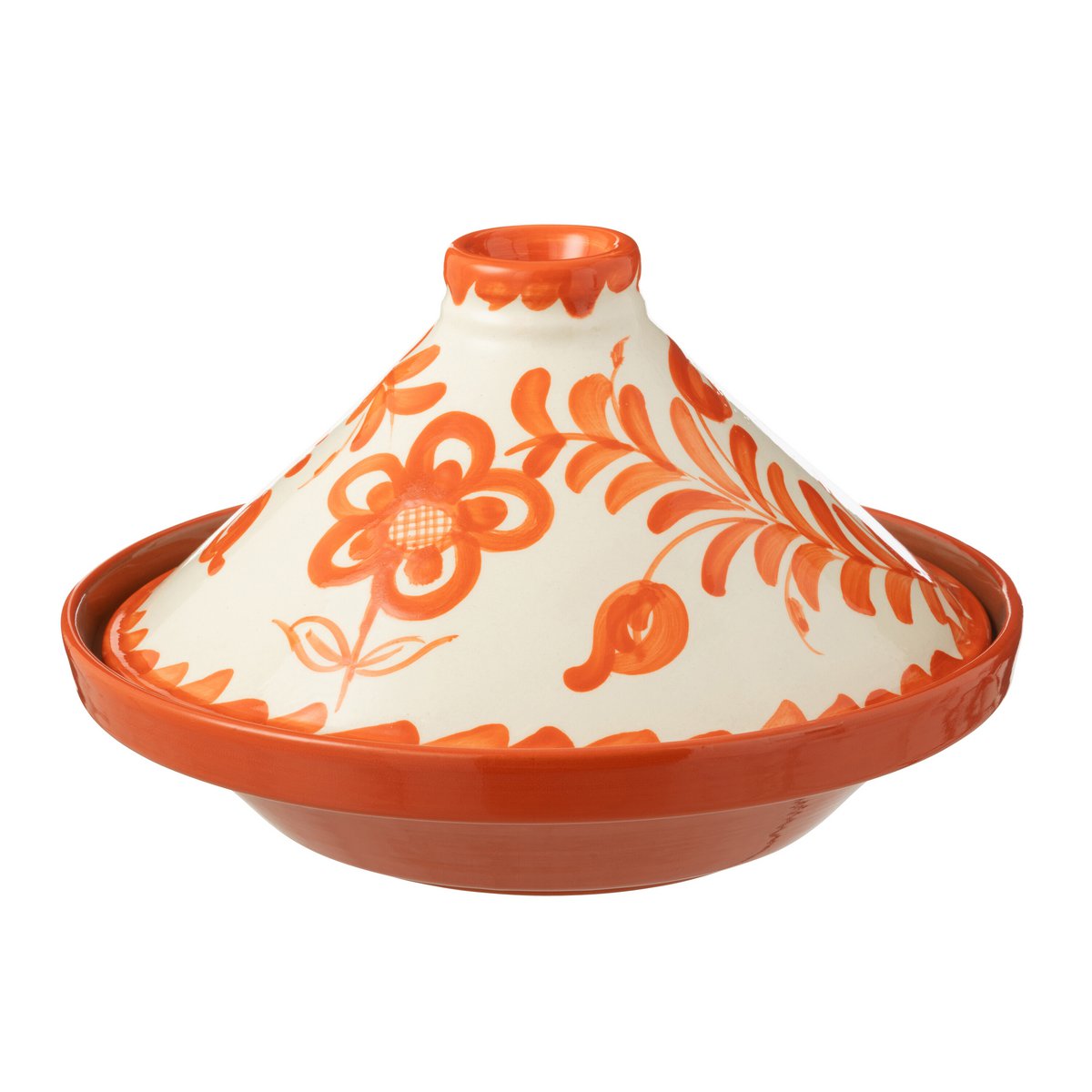 Tajine Grenada J-Line en céramique blanche et orange, fait-main