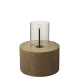 Brasero J-Line Trunk Round en extérieur, créant une ambiance chaleureuse.
