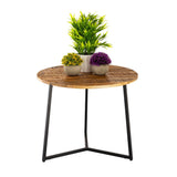 Table basse table d'appoint rond bois massif Ø 56 cm table de salon la palma cadre en métal noir
