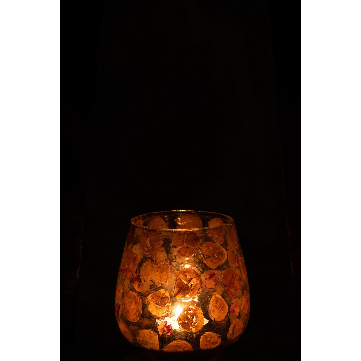 Bougeoir en verre ambré J-Line, vue latérale