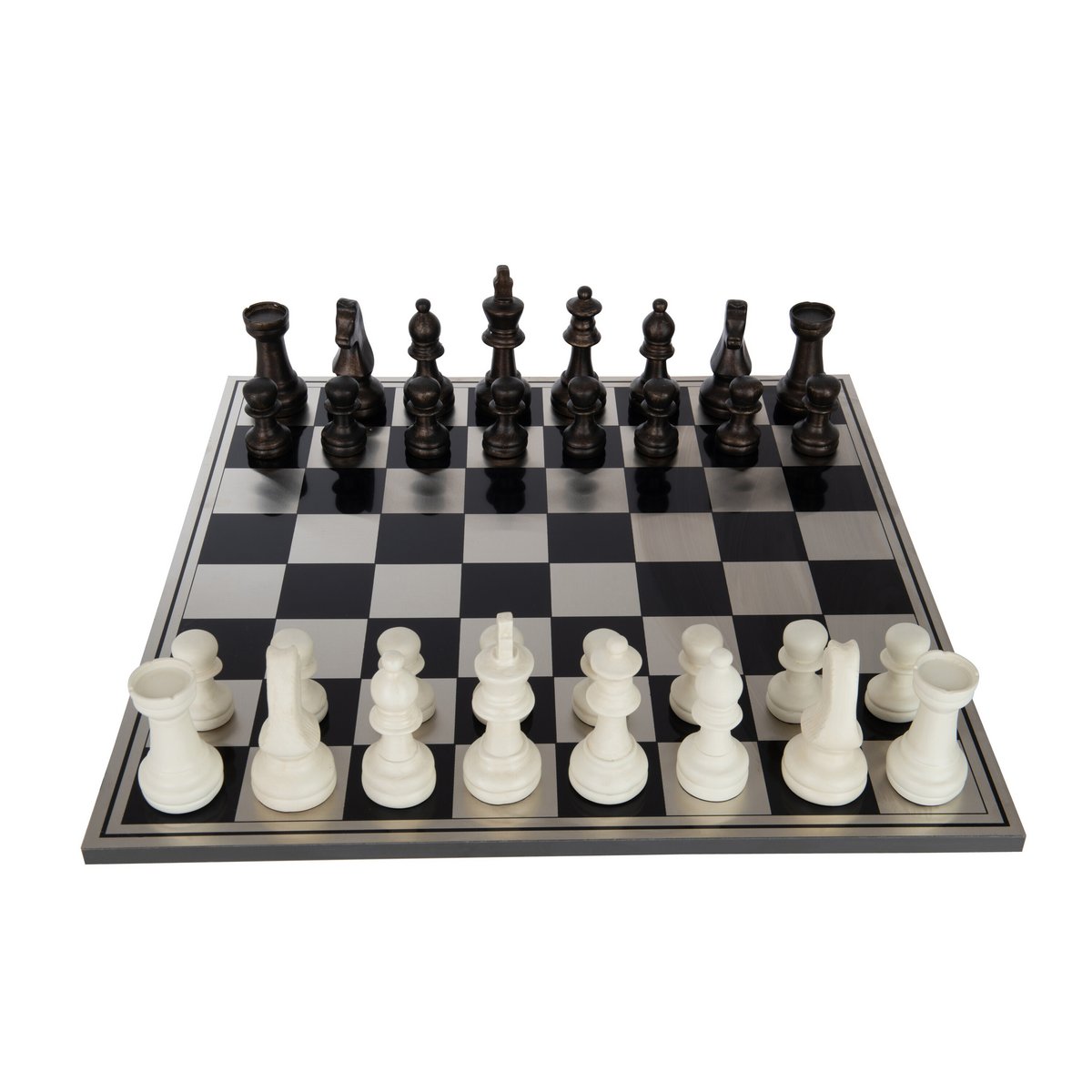 Jeu d'échecs décoratif J-Line - polyrésine - 60 x 60 cm