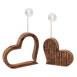 Porte-carte de voeux Photo Stand Photo Clip Set en 2 parties Décoration de table de coeur en 2 parties Décoration de mariage Mangoholz Massive