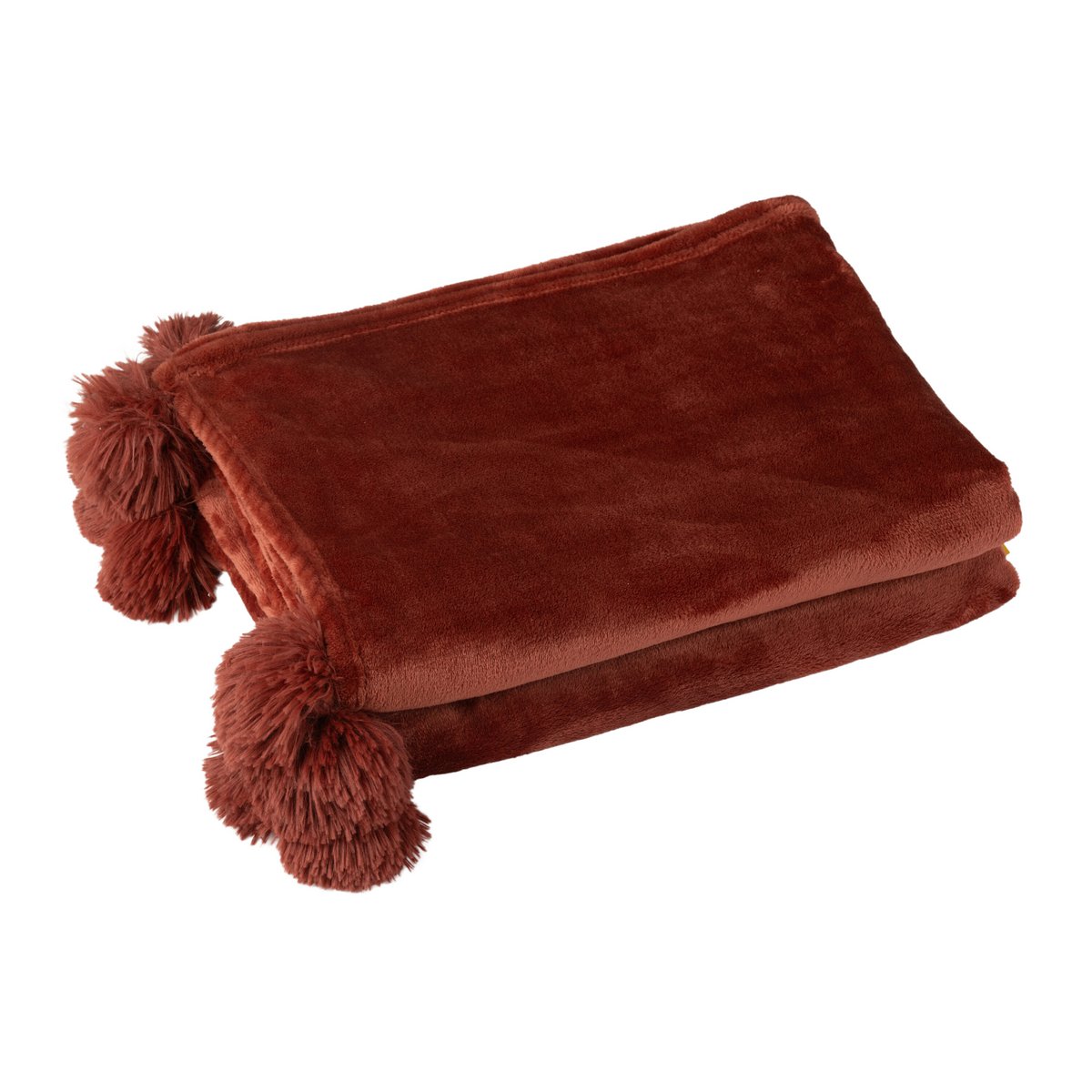 Détails des pompons du plaid Pompom rouge marsala