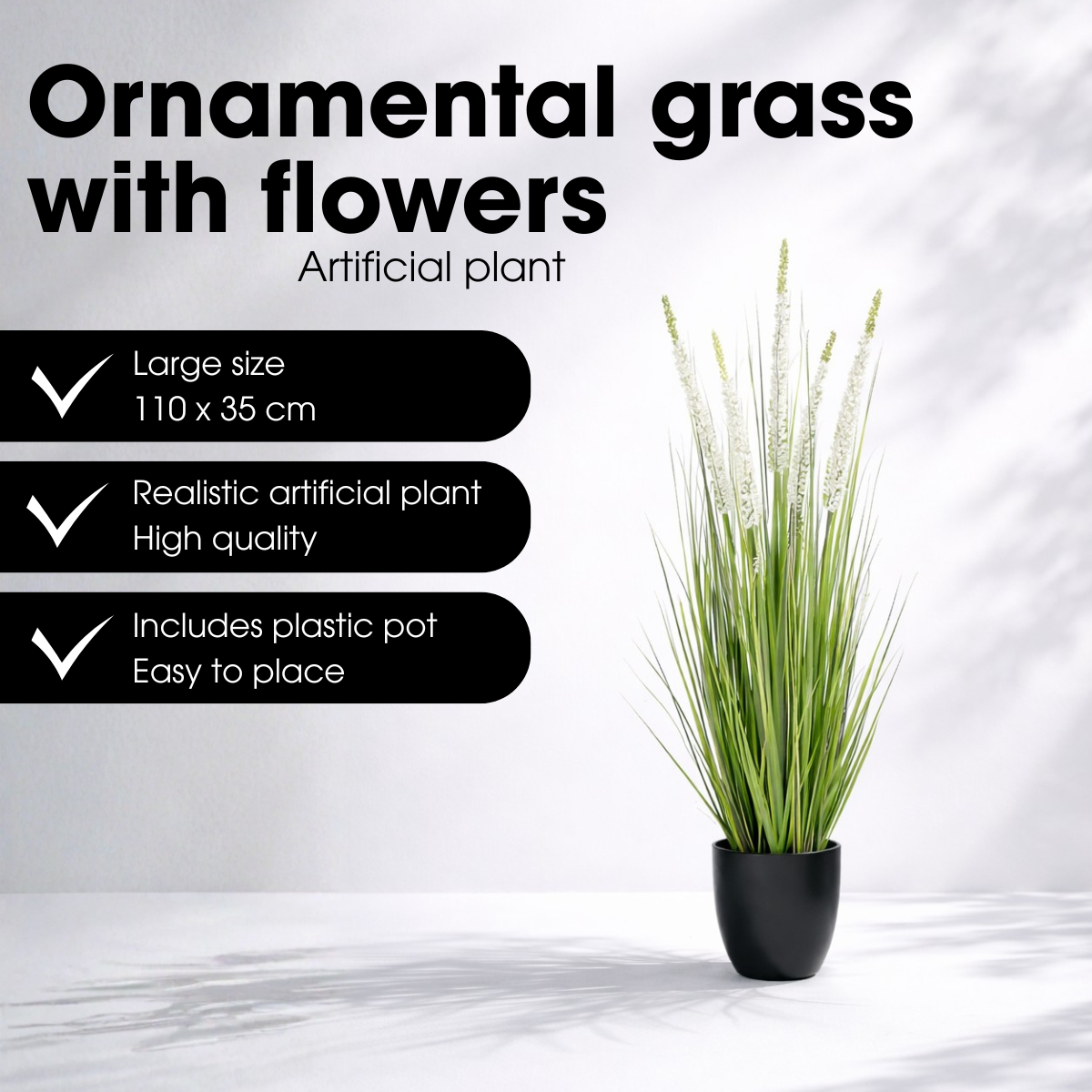 Plante Artificielle Gazon Ornemental Blanc
