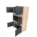 Tableau de rangement en bois dans un salon moderne