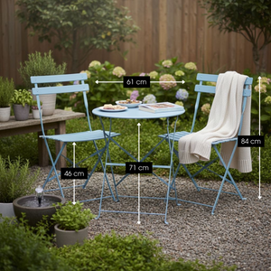 Ensemble bistro de jardin Laurence Bleu clair