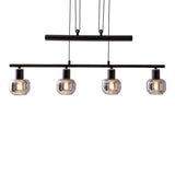 4 pendentif "Fumoso", hauteur de lampe pendentielle réglable en métal et verre fumée en noir, avec socket e14, pour salle à manger, salon, couloir ou bureau, 78 x 10 cm