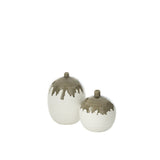 Vase Olea Bottle J-Line en céramique olive et blanc, vue de face