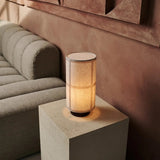 Lampe à poser Sakura marron foncé en lin et bois
