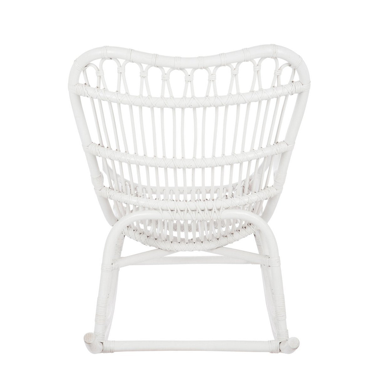 Tabouret à roulettes J-Line en rotin blanc, détail des roulettes