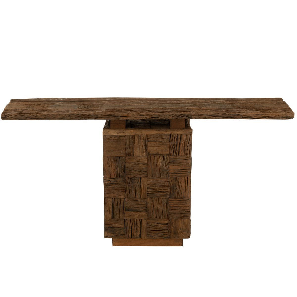 Console J-Line Woody Hout Naturel - vue de face avec détails en bois
