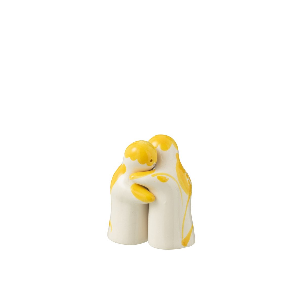 Moulin à poivre et sel J-Line Grenade en céramique blanche et jaune - vue de face
