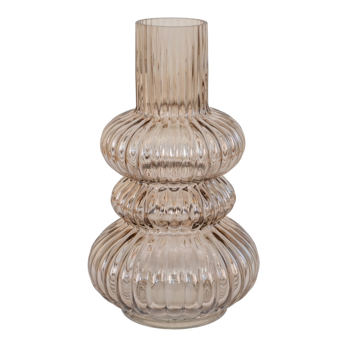 Vase en verre fumé soufflé à la bouche avec design arrondi