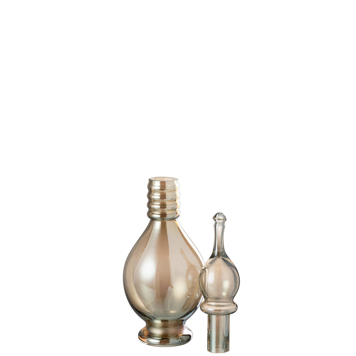 Vase J-Line en verre beige, détail du bouchon Joey