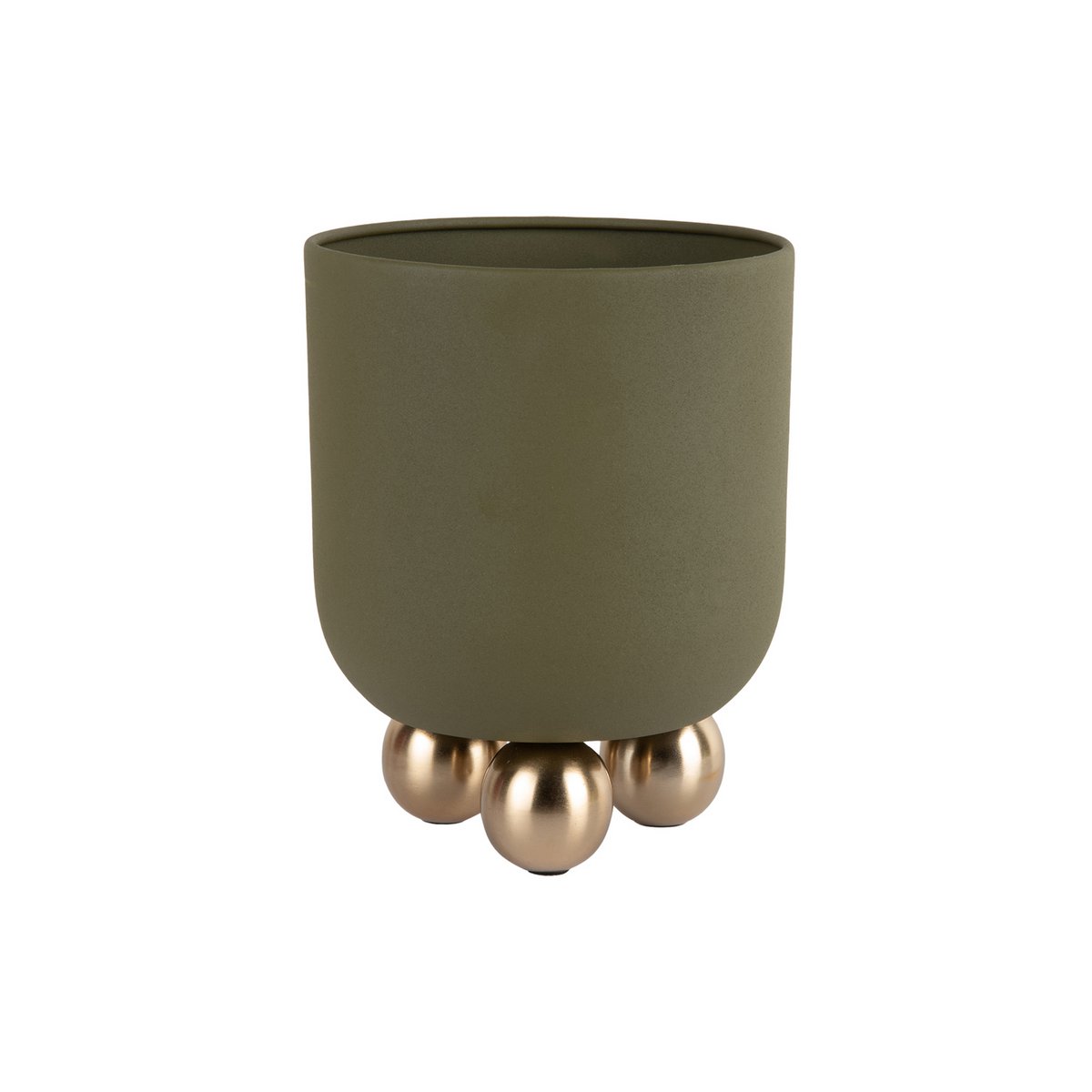 Cache-Pot Estilo Petit en métal vert avec finition brillante