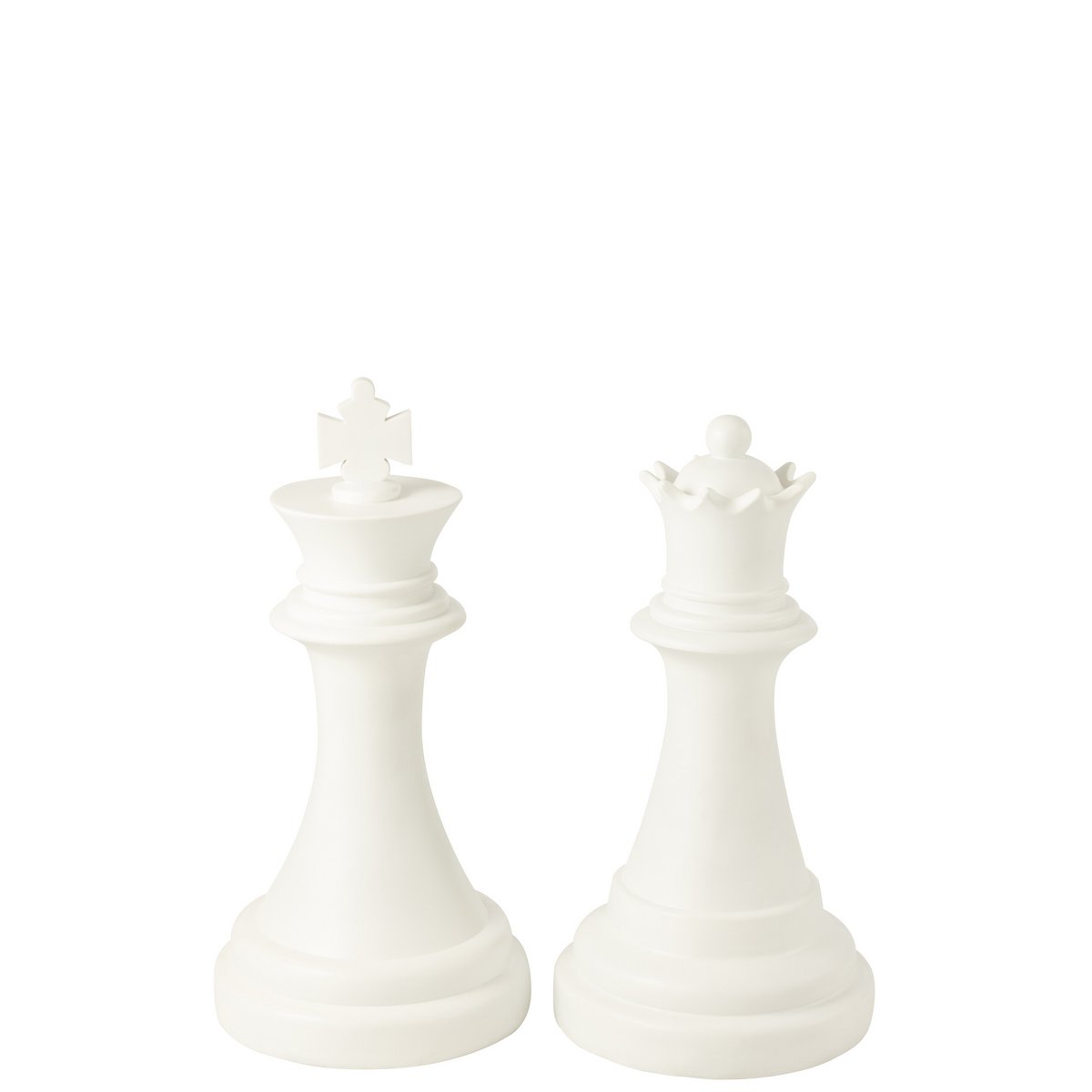Pièce d'échecs Reine J-Line en polyrésine blanche, vue de face