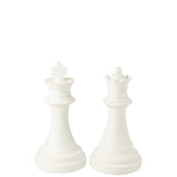 Pièce d'échecs Reine J-Line en polyrésine blanche, vue de face