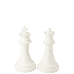 Pièce d'échecs Reine J-Line en polyrésine blanche, vue de face