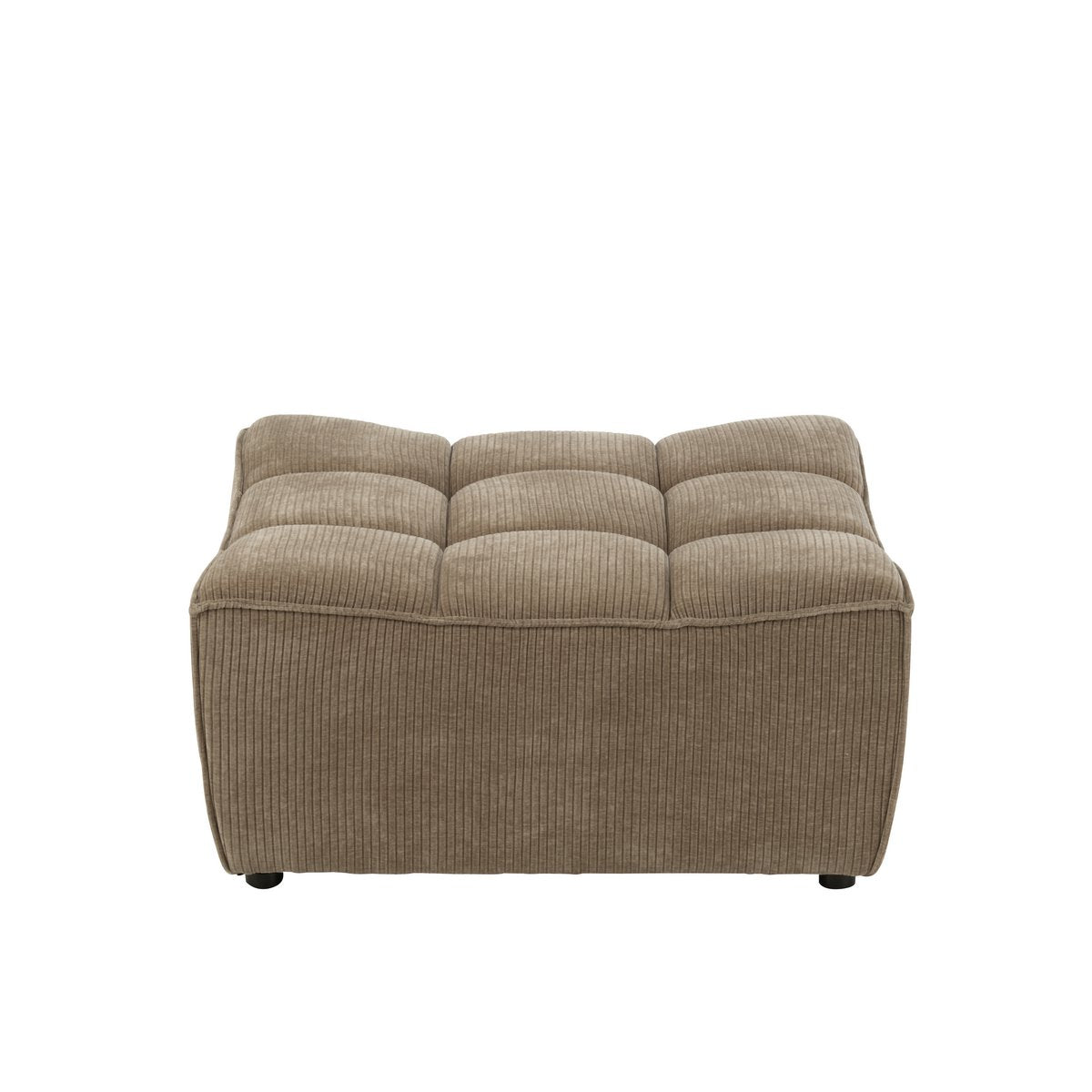 Pouf J-Line Grid en bois de peuplier et mousse taupe foncé, vue de face