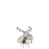 Figurine cerf J-Line en métal et textile argent/blanc, vue de face