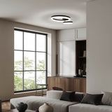 Plafond CCT LED "circulo" en métal noir et en plastique de couleur sable de 53 cm de long