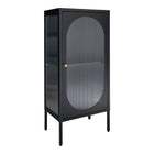 Vitrine Adelaide en acier noir avec porte en verre ondulé