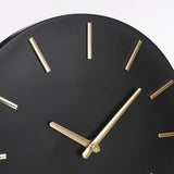 Horloge murale Brixen Noir avec aiguilles dorées sur fond noir