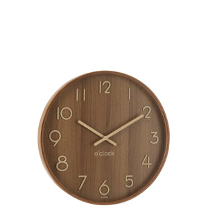Horloge J-Line - contreplaqué/bois - naturel foncé - grande - Ø 53 cm