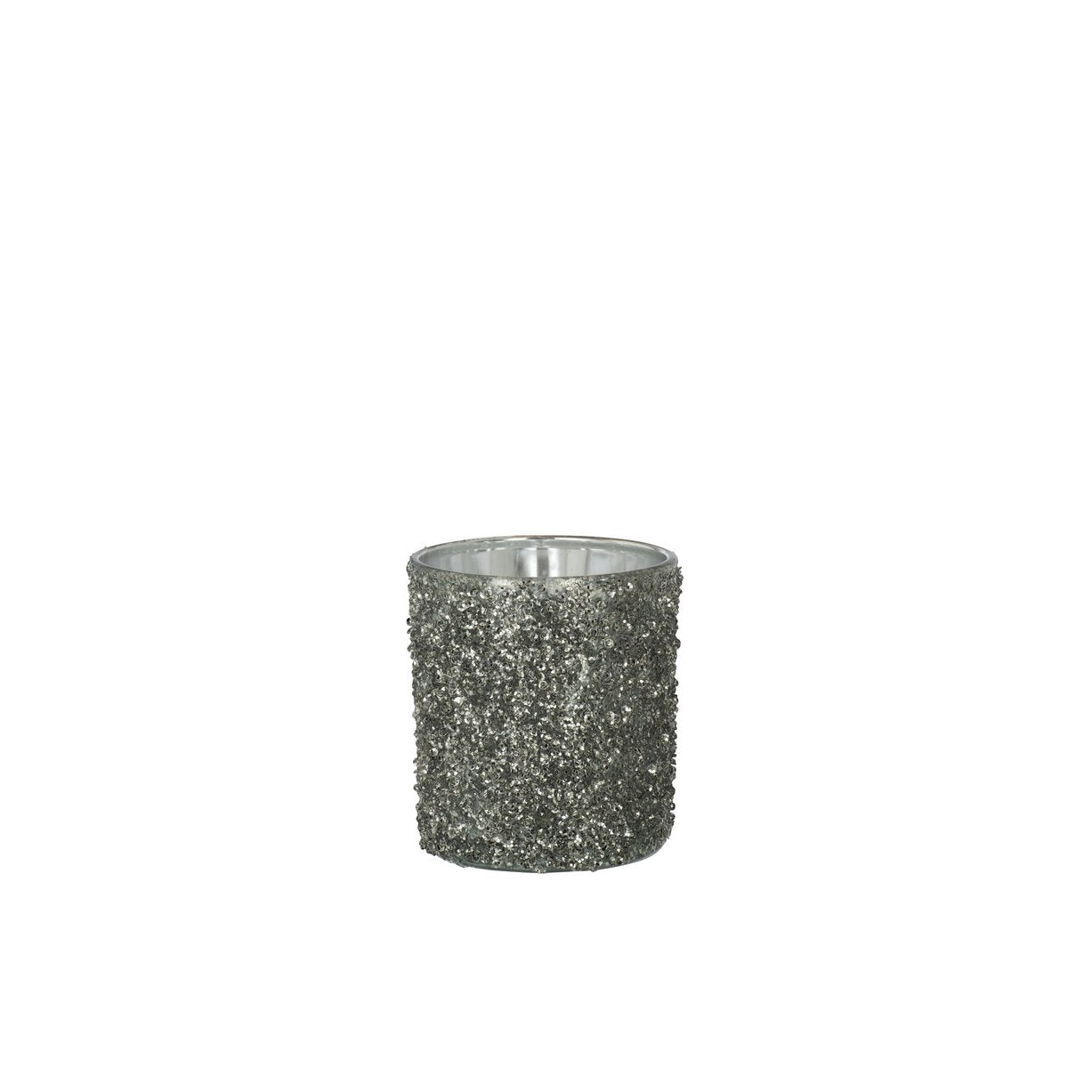 Photophore J-Line Glitter en verre gris, vue de face