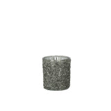 Photophore J-Line Glitter en verre gris, vue de face