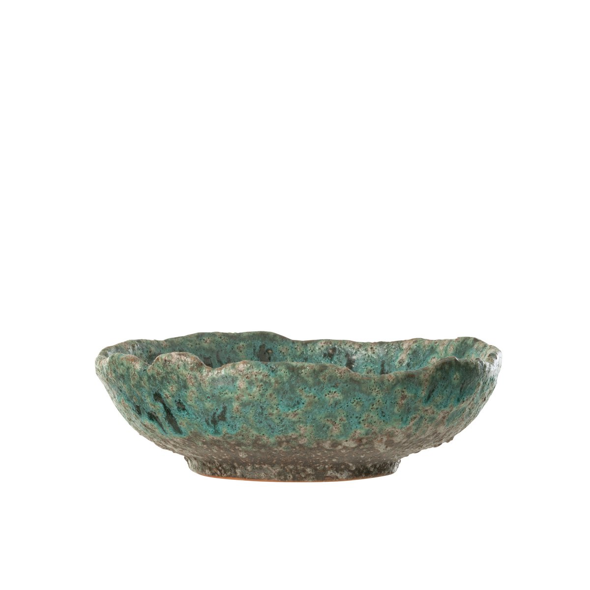 Plateau décoratif Naga en céramique azure et brun, vue de dessus