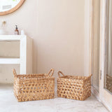 Panier de Rangement Panier d'Étagère Rectangulaire TANGAN Tissé à la Main en Jacinthe d'Eau (2 tailles)