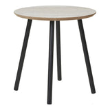 Table d'appoint Aalst avec plateau travertin et pieds en métal noir