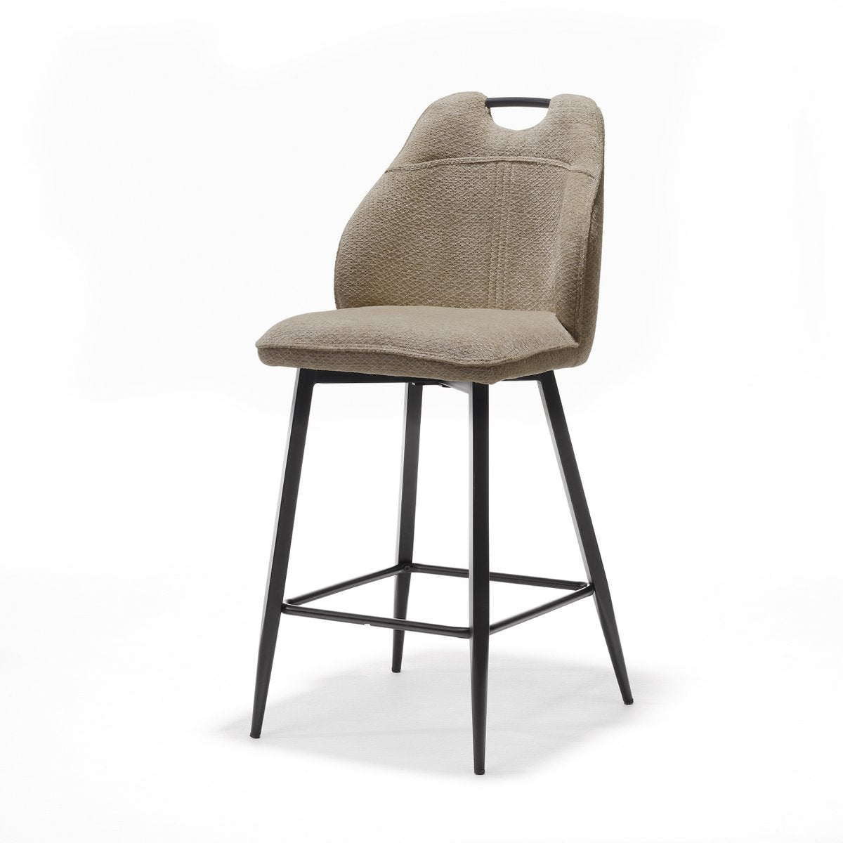 Tabouret de bar Adele en tissu Retro Bliss taupe, vue de face
