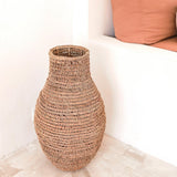 Vase Boho tissé SAKRA en fibre de banane et raphia